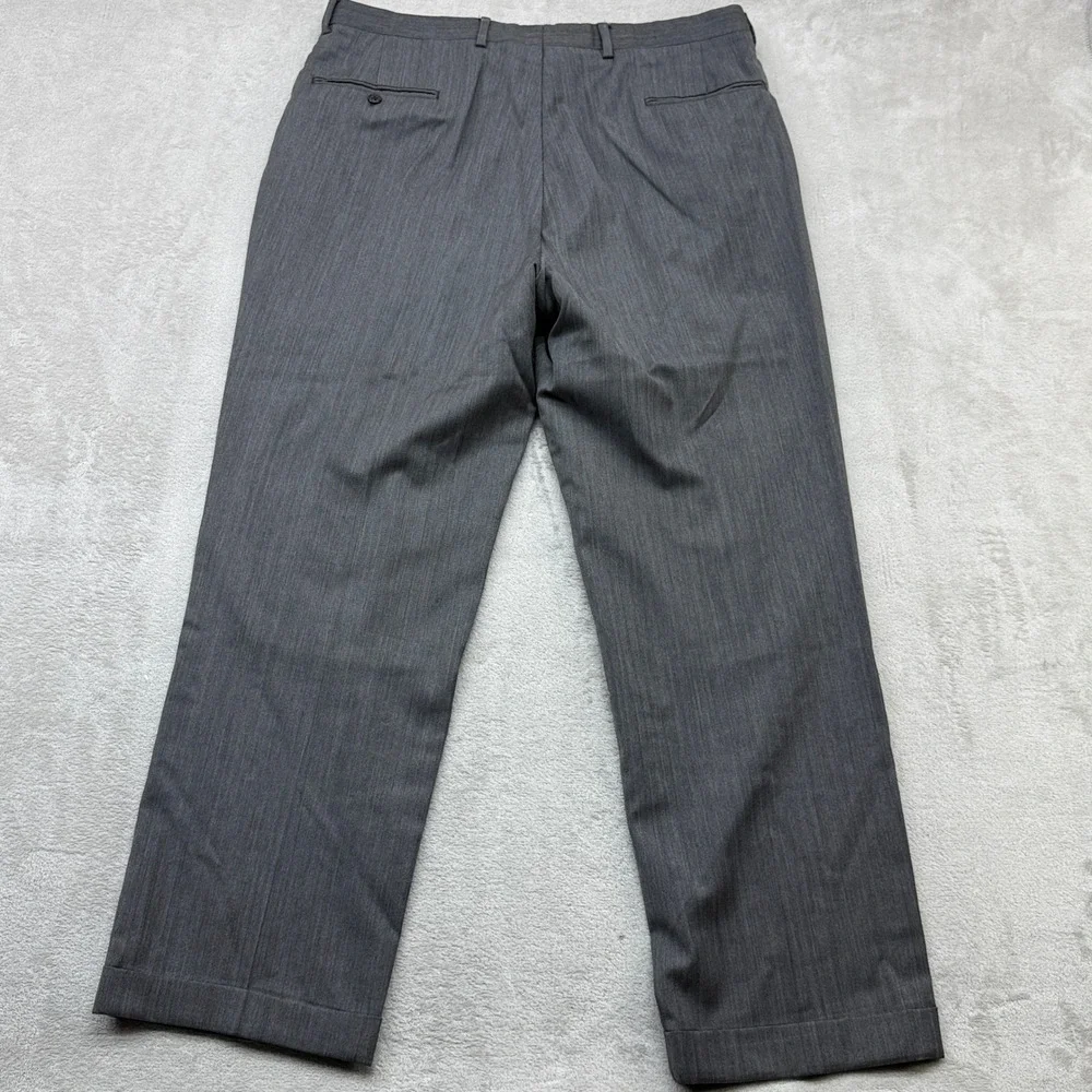 Jos. A. Bank Suit Mens 43R Grey 100% Wool Herringbone Signature Collection 2pc
